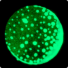 Svítící zelená planeta na nalepení na strop, průměr 50mm, ruční výroba