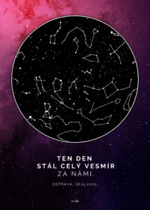 Hluboký vesmír - svítící hvězdná mapa životního okamžiku