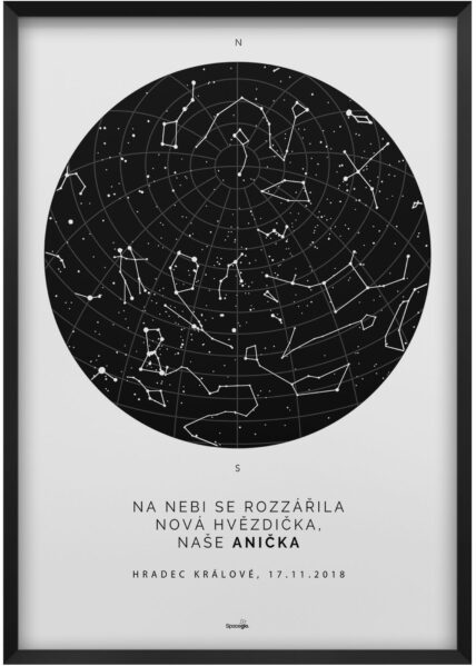 Plakat svitici hvezdna mapa zivotniho okamziku skandinavsky styl bile pozadi