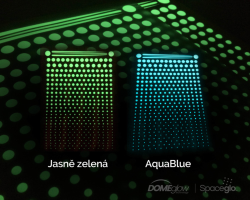 Jaké jsou barvy hvězdiček Spaceglo? Jasně zelená a modrá AquaBlue
